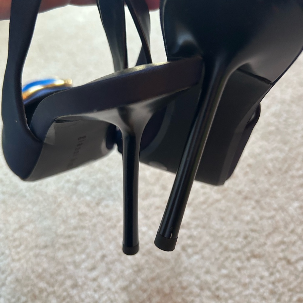 Gianni Bini Navy Slingback Heels with Gold & Blue Accents - Picture 4 of 5
